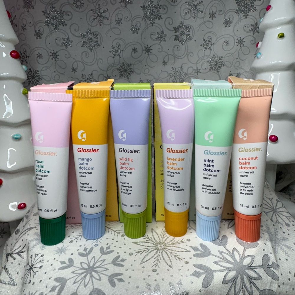 Glossier Balm Dotcom Lip Balm Skin Salve Bundle-Rose Mango Fig Lavender Coconut
